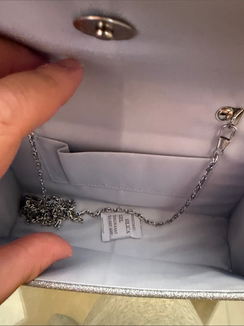 Silver Rhinestone Top-Handle Clutch - Picture 2 of 6